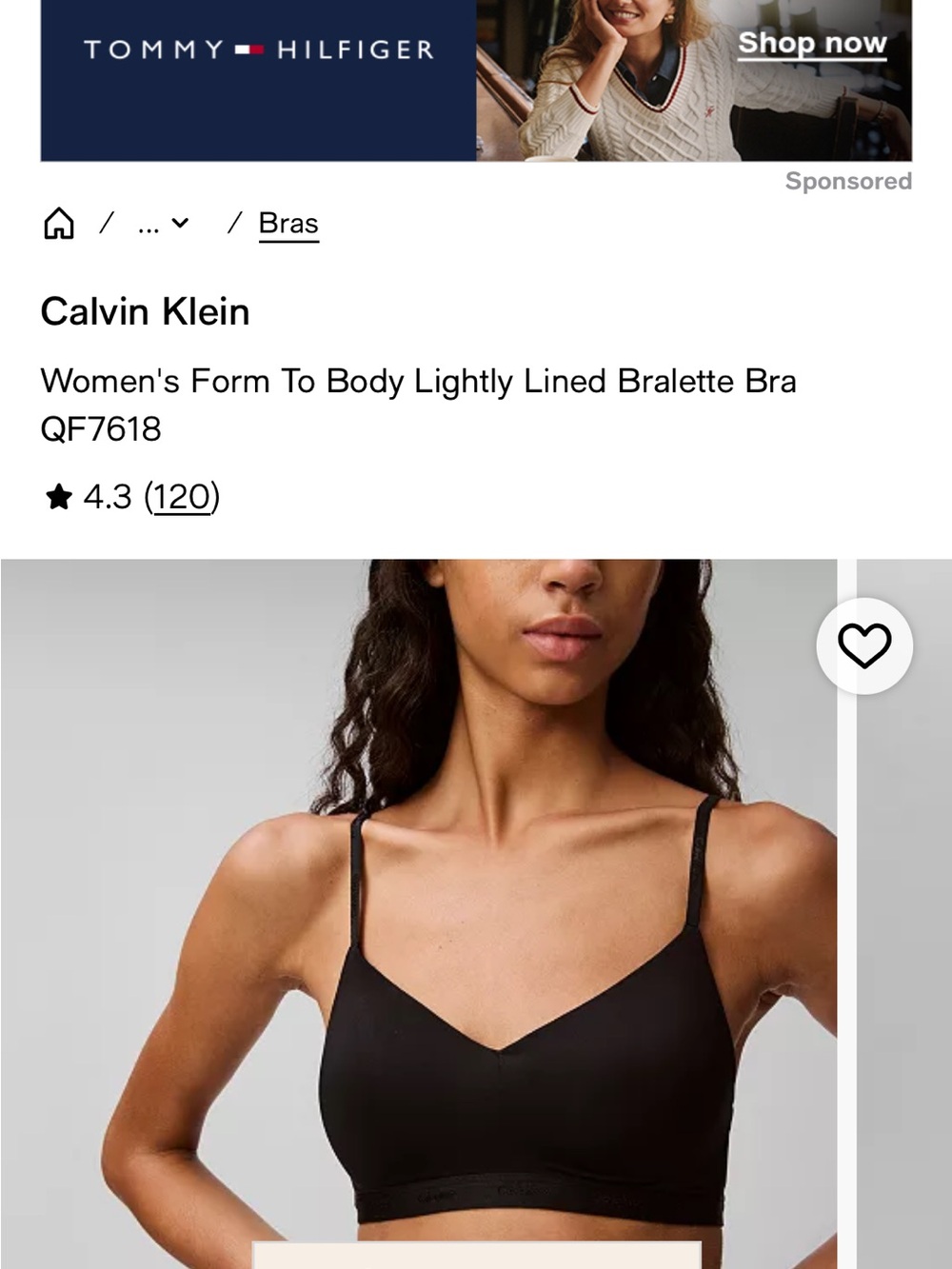 Calvin Klein Black Lightly Lined Bralette